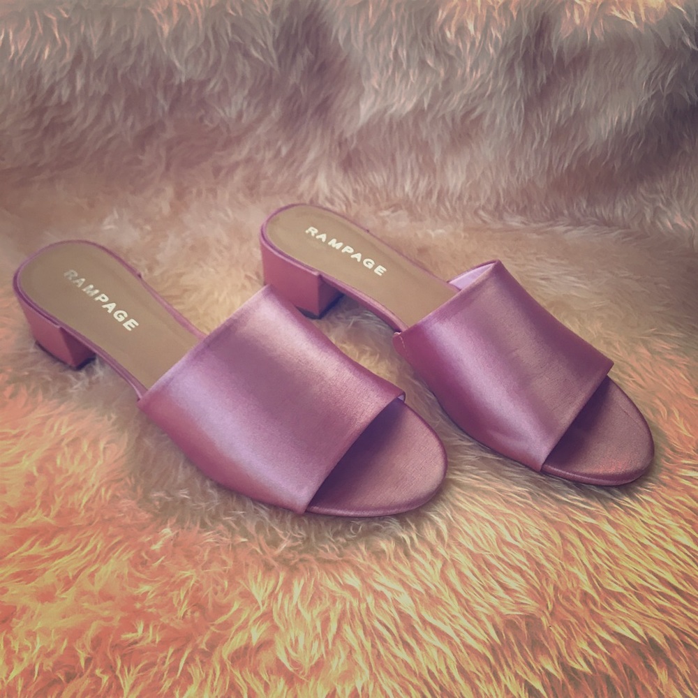 Pink Satin Mules